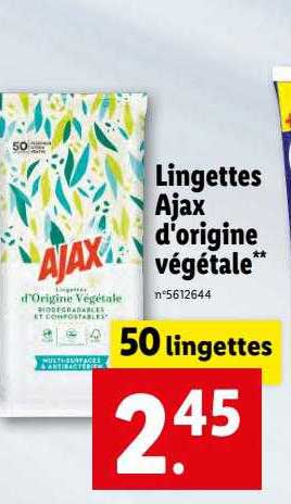 lingettes ajax d'origine végétale