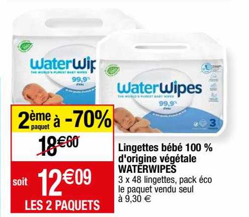 lingettes bébé 100% d'origine végétale waterwipes