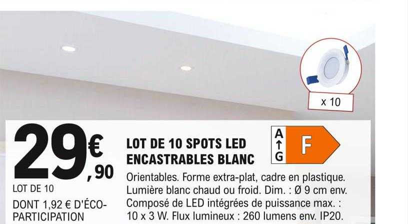 lot de 10 spots led encastrables blanc