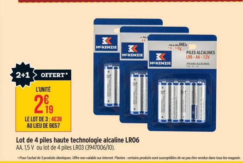 lot de 4 piles haute technologie alcaline lr06 mc kenzie