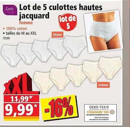 lot de 5 culottes hautes jacquard