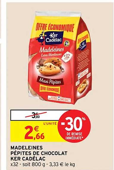 madeleines pépites de chocolat ker cadélac