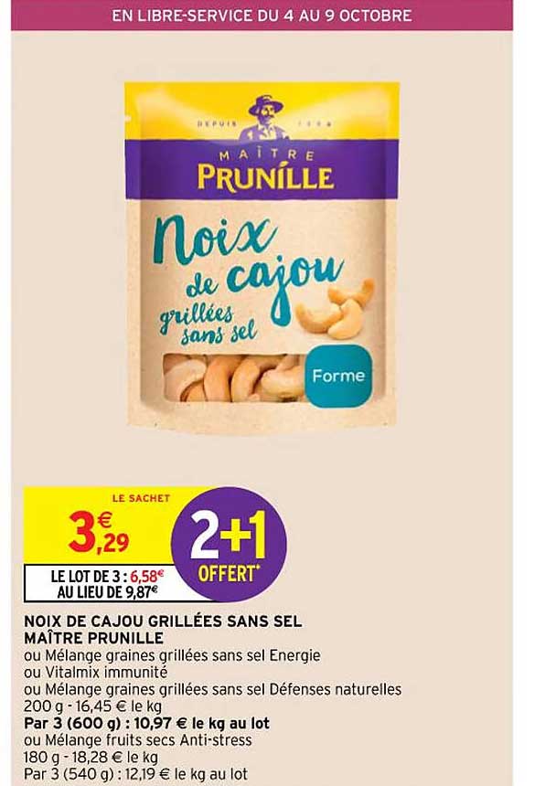 noix de cajou grillées sans sel maître prunille