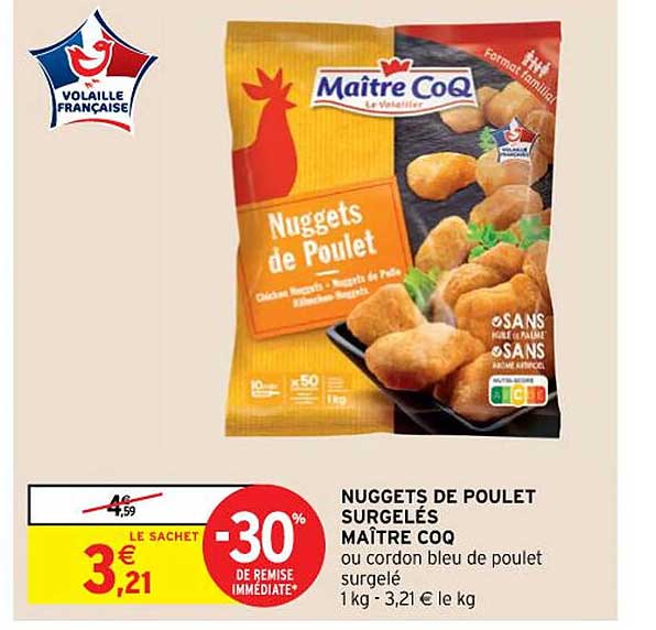 nuggets de poulet surgelés maître coq