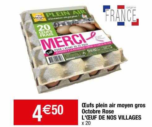 oeufs plein air moyen gros octobre rose l'œuf de nos villages