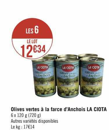 olives vertes à la farce d'anchois la ciota