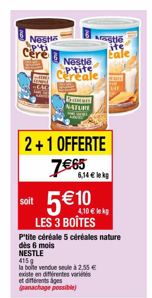 p'tite céréale 5 céréales nature dès 6 mois nestlé