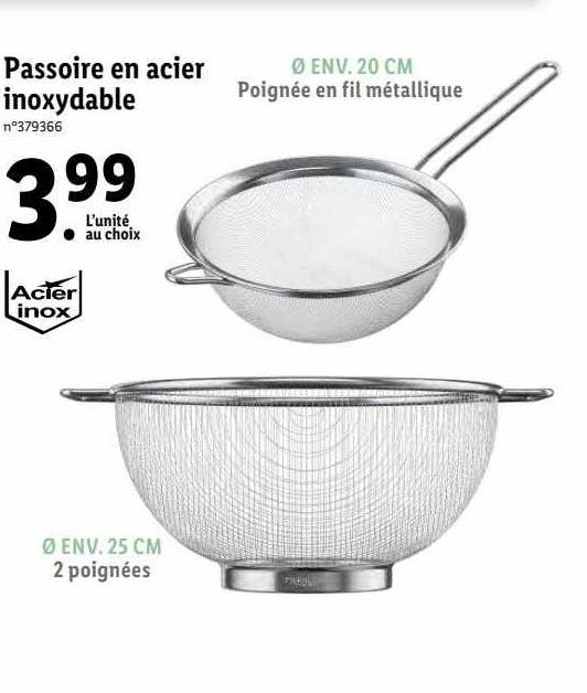 passoires en acier inoxydable