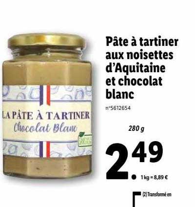pâte à tartiner aux noisettes d'aquitaine et chocolat blanc