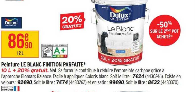 peinture le blanc finition parfaite dulux valentine