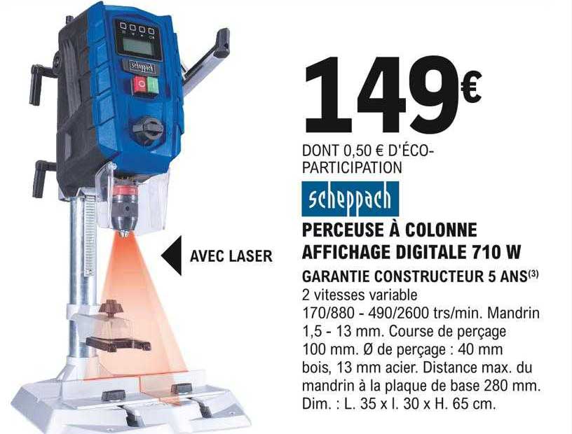 perceuse à colonne affichage digitale 710w scheppach