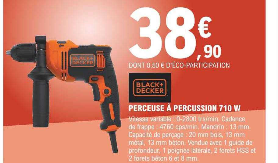 perceuse à percussion 710w black + decker
