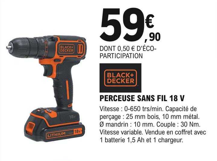 Perceuse Sans Fil 18v Black + Decker