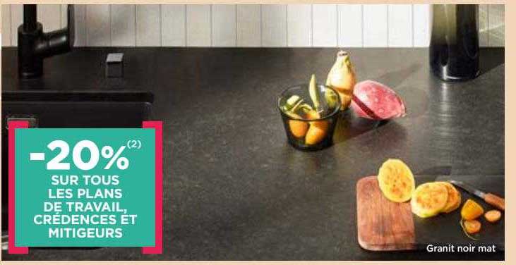 plans de travail, crédences et mitigeurs