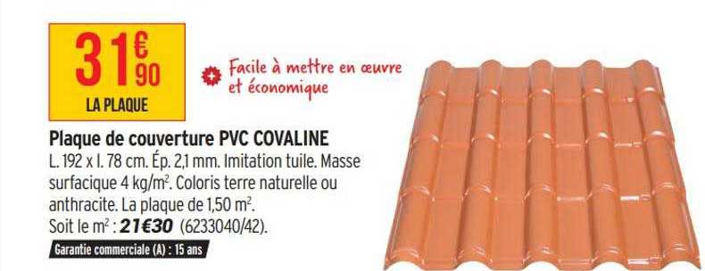 plaque de couverture pvc covaline