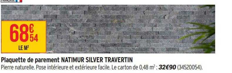 plaquette de parement natimur silver travertin
