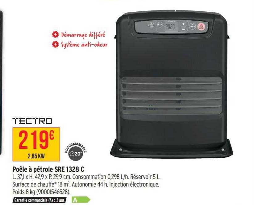poêle à pétrole sre 1328 c tectro