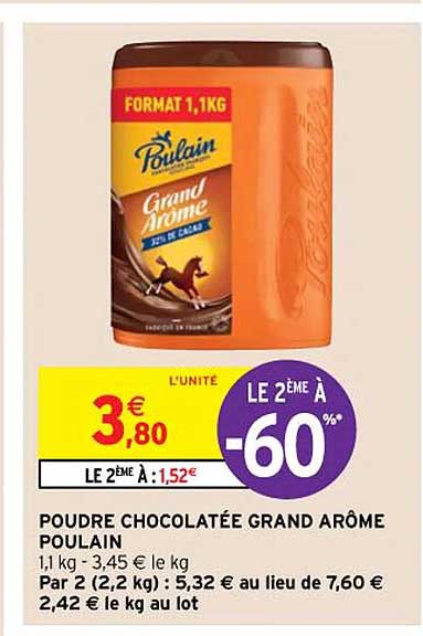 poudre chocolatée grand arôme poulain