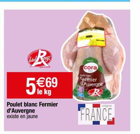 Poulet Blanc Fermier D'auvergne Label Rouge Cora