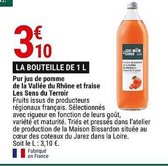 pur jus de pomme de la vallée du rhône et fraise les sens du terroir