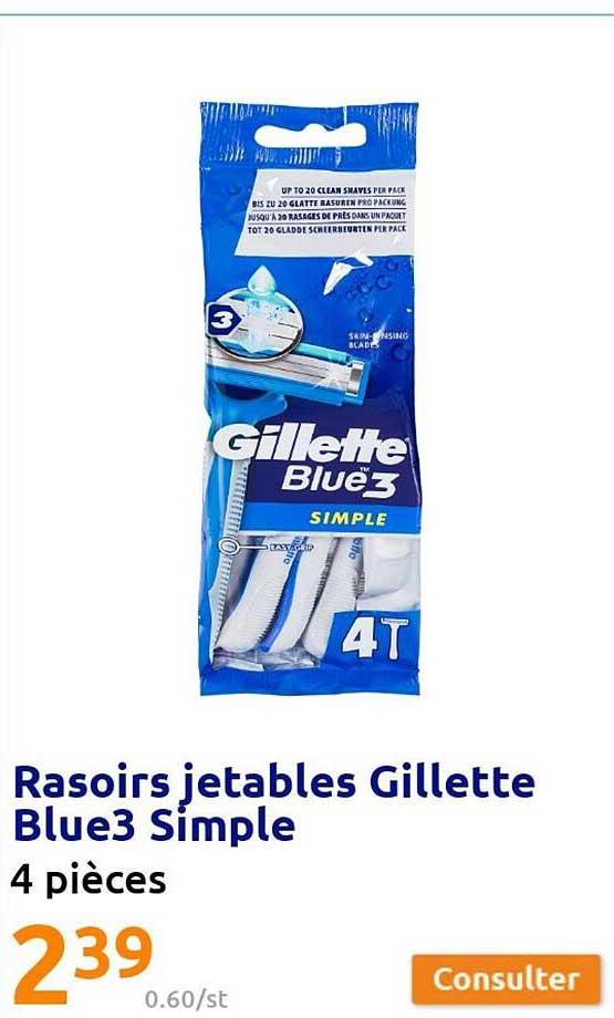 rasoirs jetables gillette blue3 simple