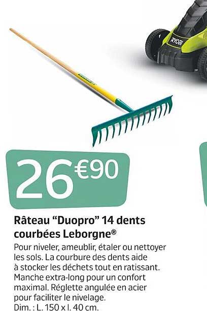 râteau "duopro" 14 dents courbées leborgne
