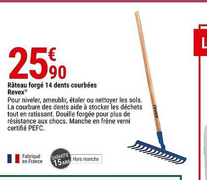 râteau forgé 14 dents courbées revex