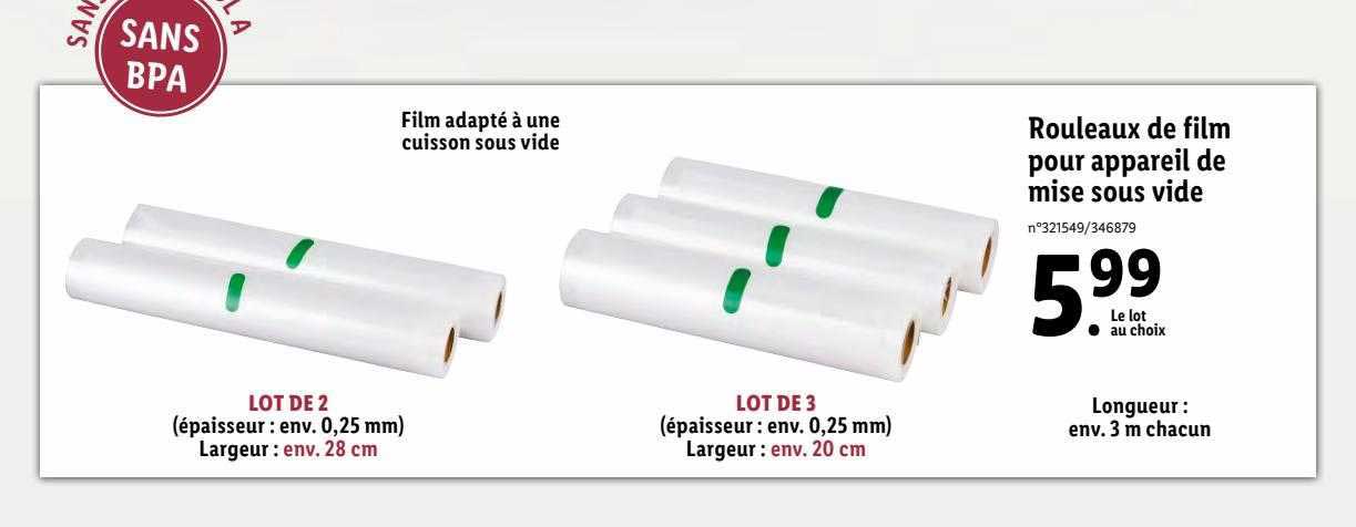 rouleaux de film pour appareil de mise sous vide