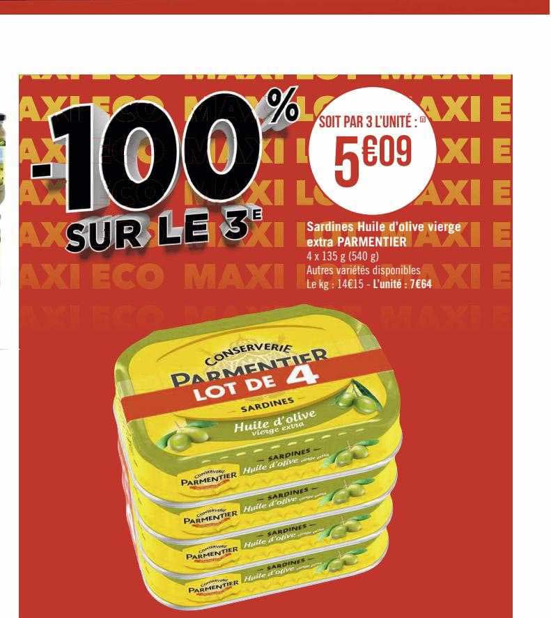 Sardines Huile D'olive Vierge Extra Parmentier