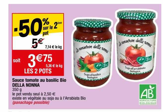sauce tomate au basilic bio della nonna