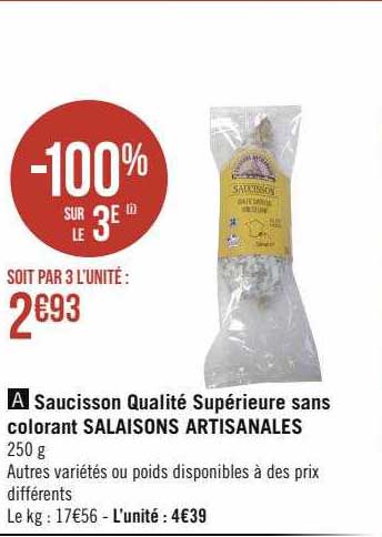 saucisson qualité supérieure sans colorant salaisons artisanales