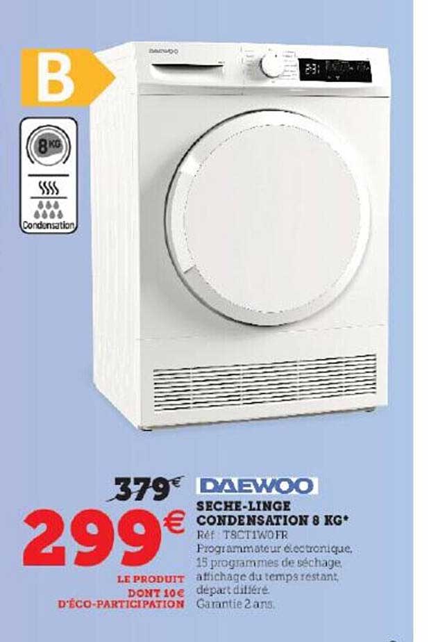sèche-linge condensation 8 kg daewoo