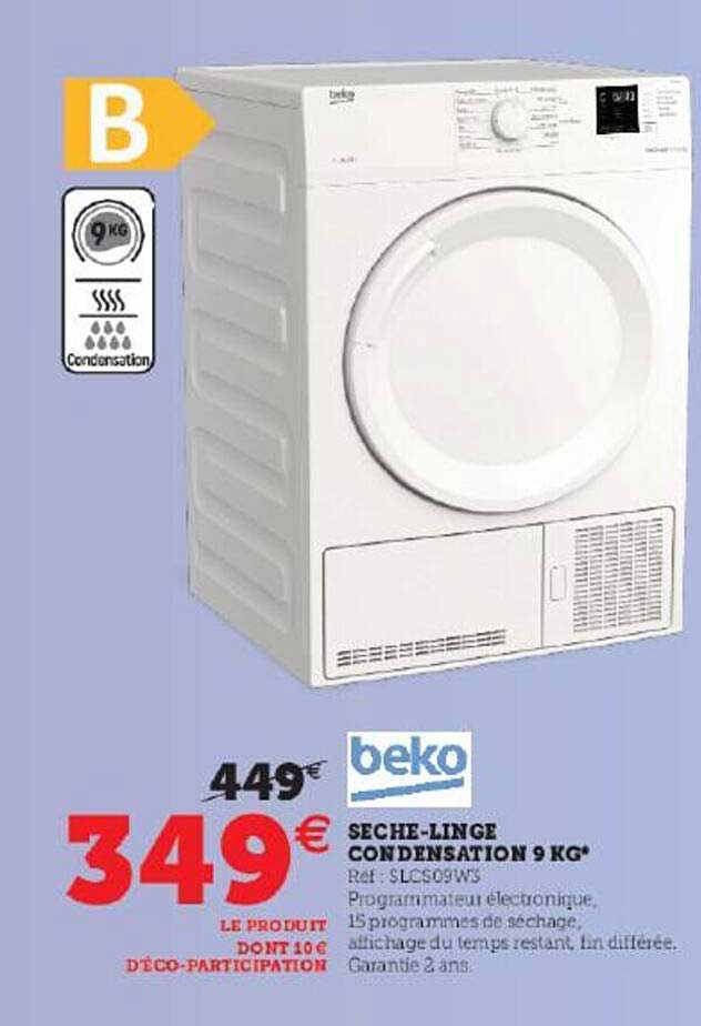 sèche-linge condensation 9 kg beko