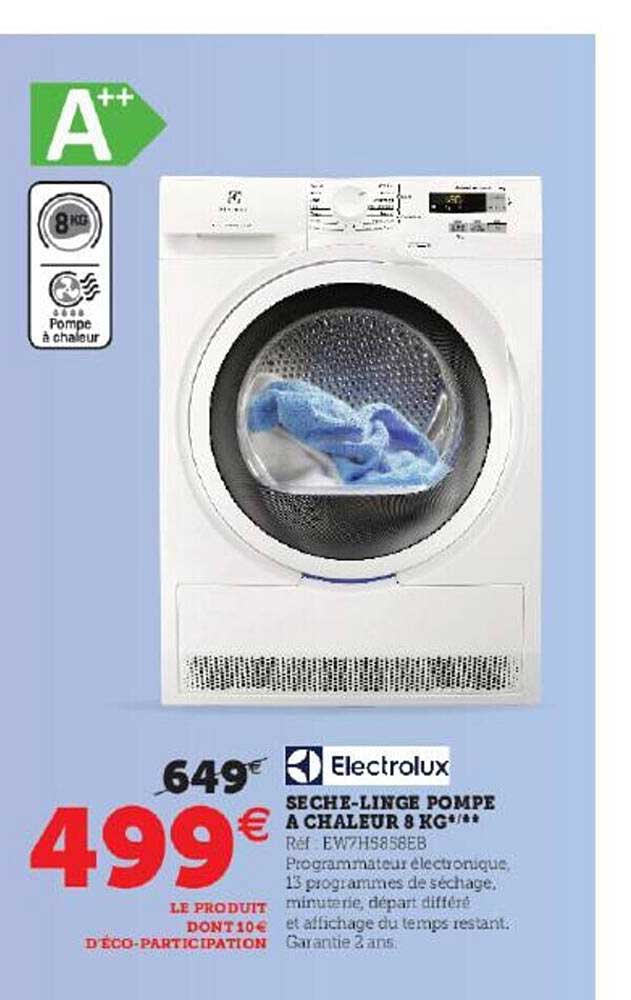 sèche-linge pompe à chaleur 8 kg electrolux
