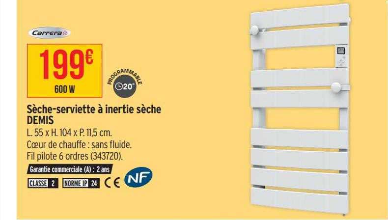 sèche-serviette à inertie sèche demis carrera