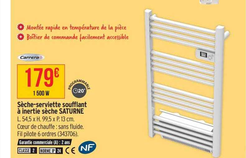 sèche-serviette soufflant à inertie sèche saturne carrera