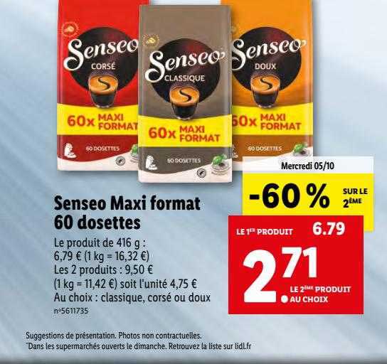 senseo maxi format 60 dosettes