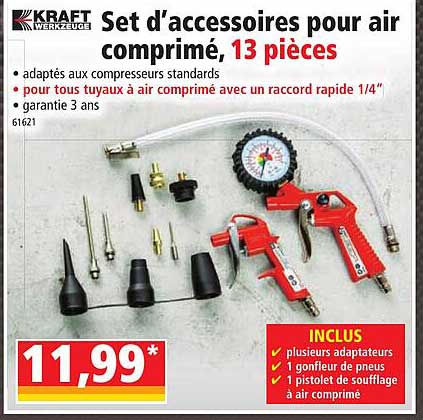 set d'accessoires pour air comprimé, 13 pièces kraft werkzeuge