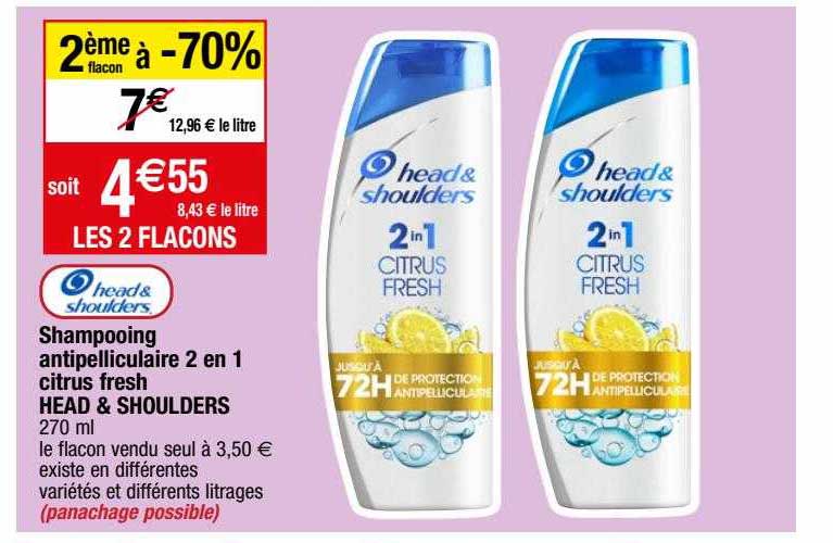 shampooing antipelliculaire 2 en 1 citrus fresh head & shoulders
