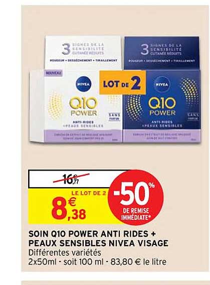 soin q10 power anti rides + peaux sensibles nivea visage