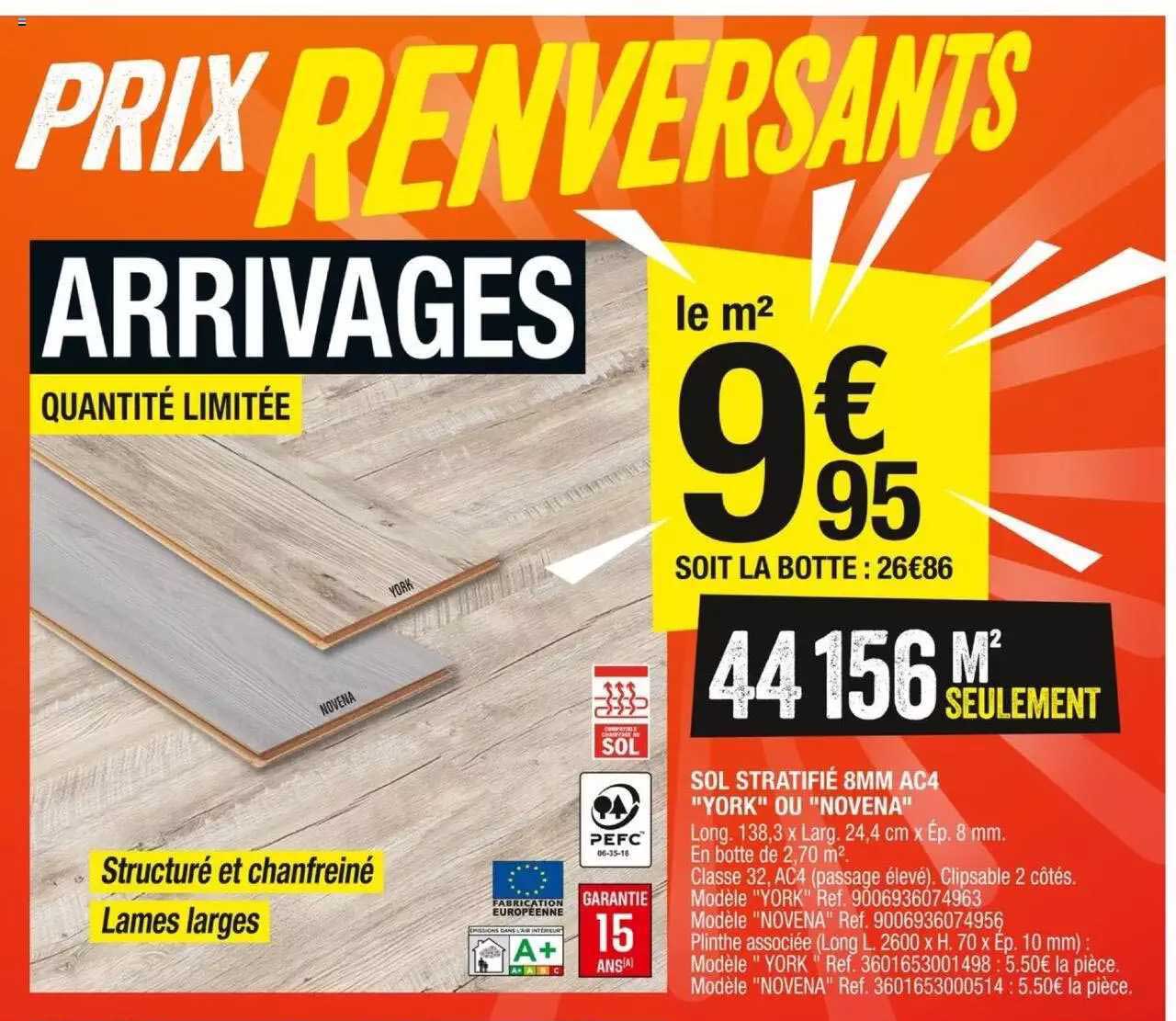 sol stratifié 8 mm ac4 "york" ou "novena"