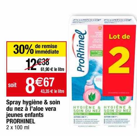 spray hygiène & soin du nez à l'aloe vera jeunes enfants prorhinel