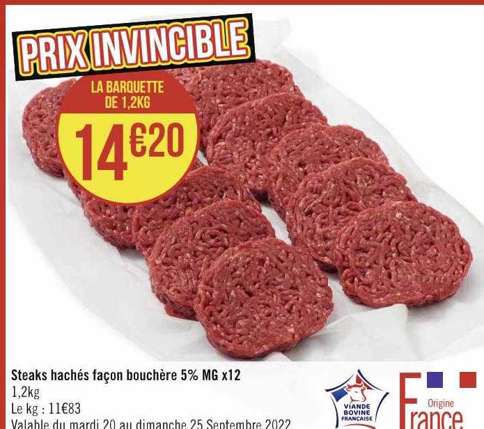 steaks hachés façon bouchère 5% mg x12