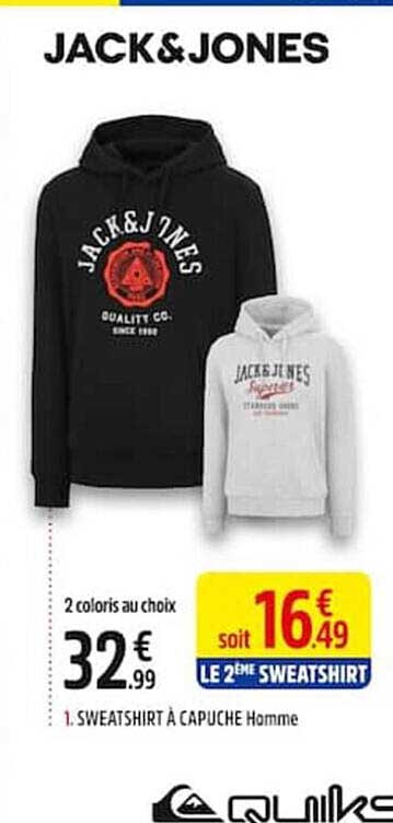 sweatshirt à capuche homme jack & jones