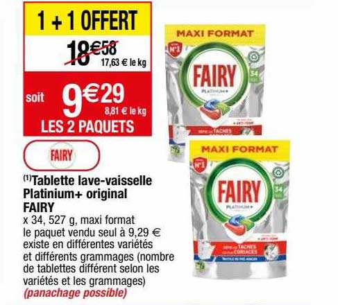 tablette lave-vaisselle platinium+ original fairy