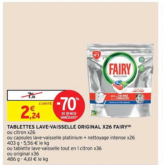tablettes lave-vaisselle original x26 fairy