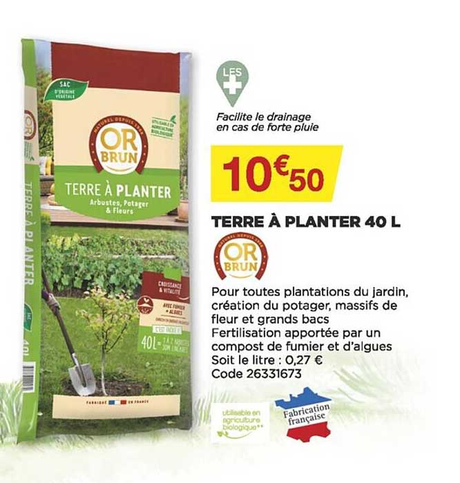 terre à planter 40l or brun
