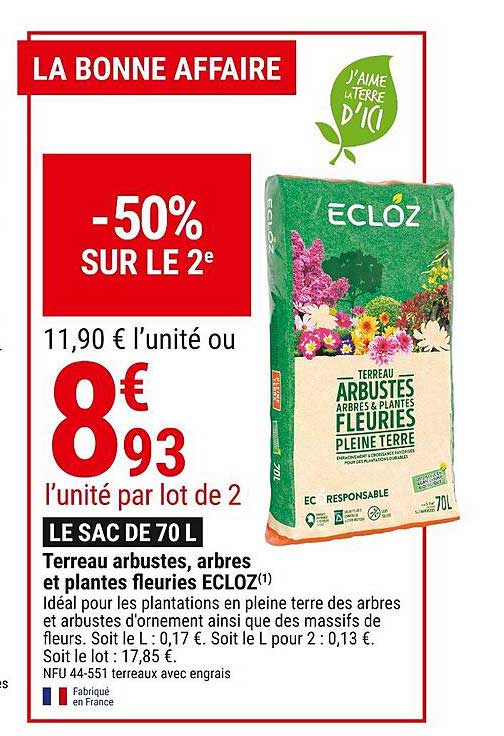 terreau arbustes, arbres et plantes fleuries ecloz