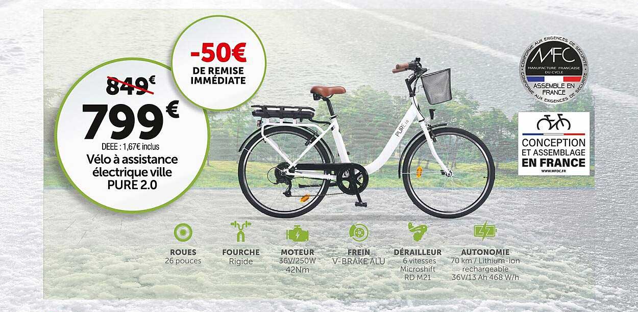 vélo à assistance électrique ville pure 2.0