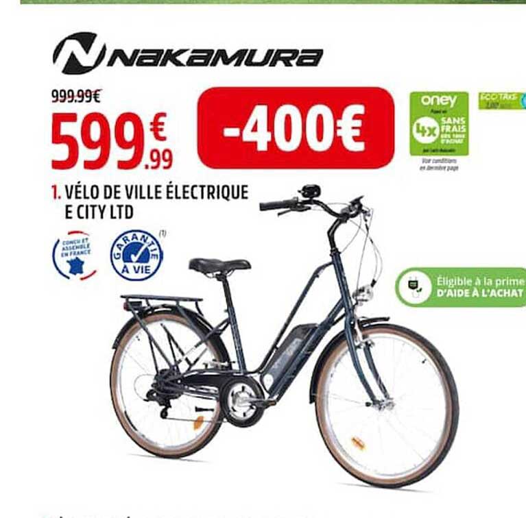 vélo de ville électrique e city ltd nakamura